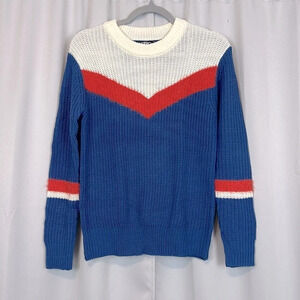 Freshman Crewneck Chevron Eyelash Knit Colorblock Sweater Size Small‎
